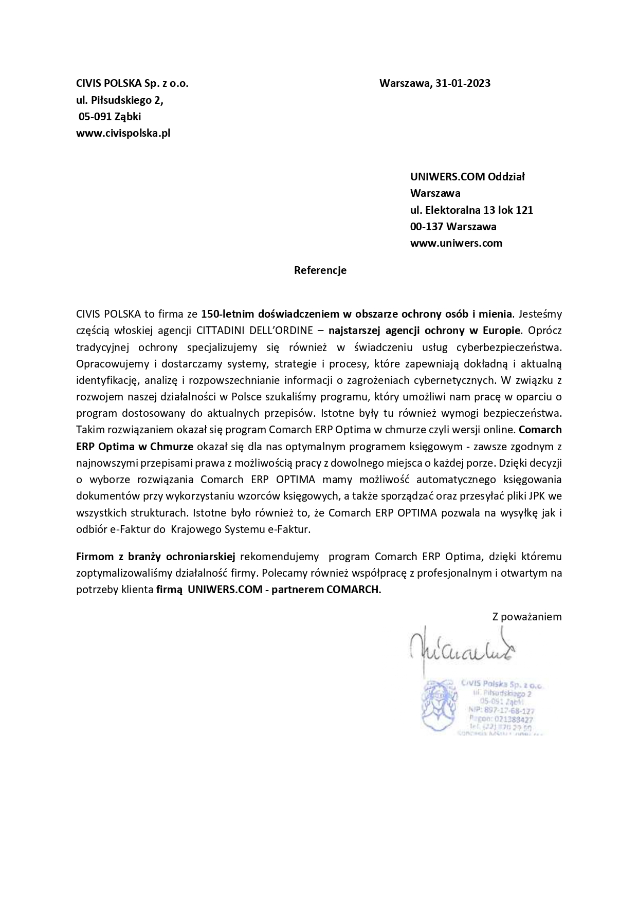 Agencji Ochrony Civis Polska